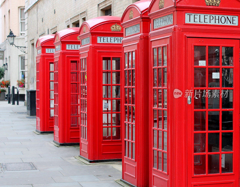 红色电话亭，付费电话，英国伦敦
