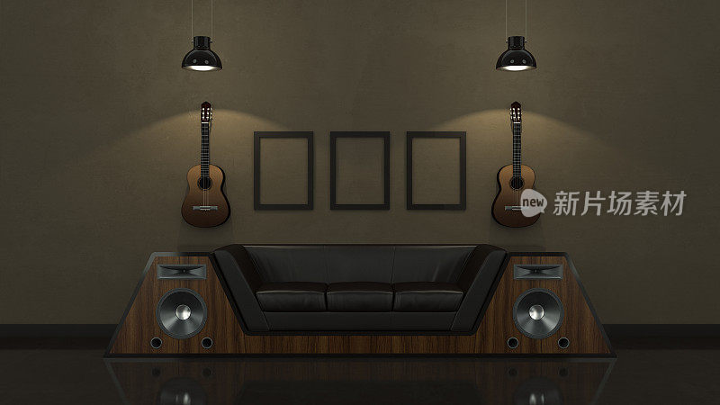 现代化的室内空间3D漂亮的家具里面