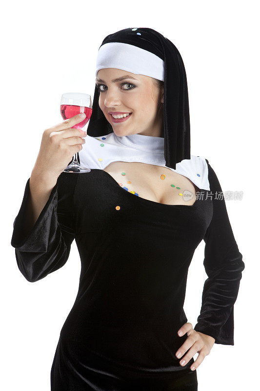 服饰系列:手持酒杯的性感修女。XXXl
