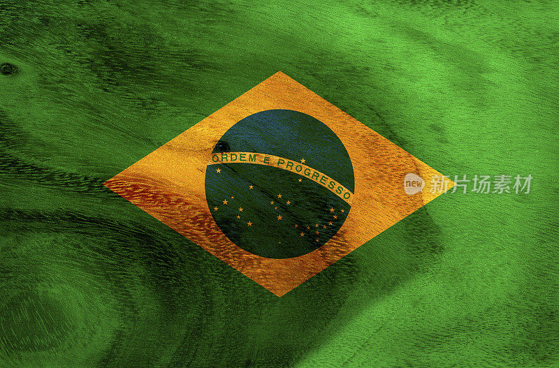 木头上的巴西国旗