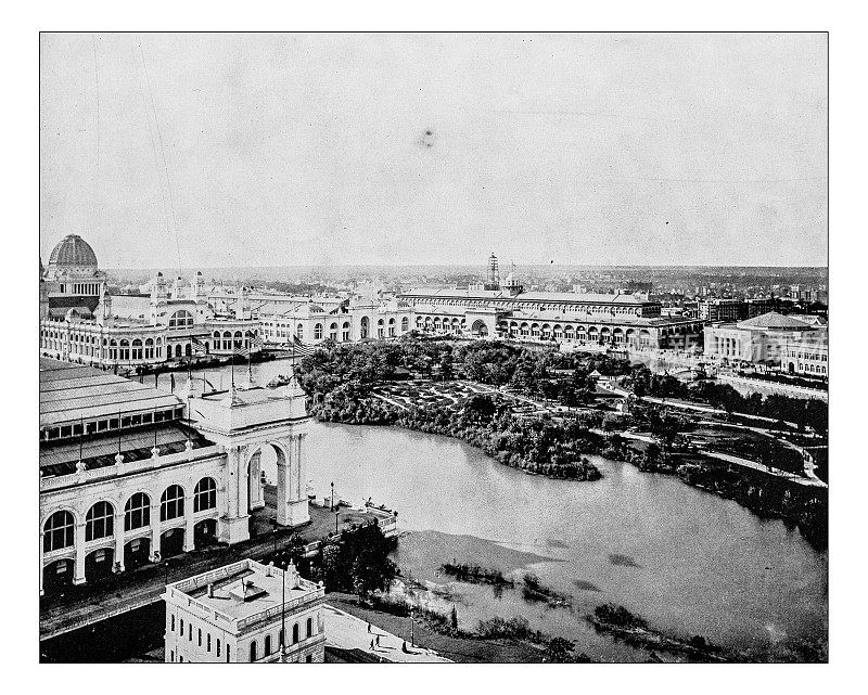 世界哥伦比亚博览会的古董照片(芝加哥，美国-1893)