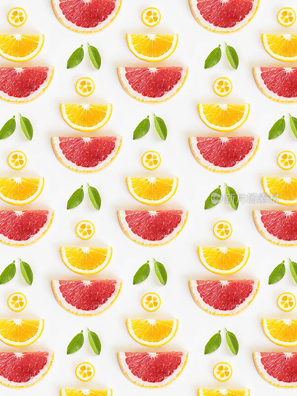 柑橘类水果图案背景。