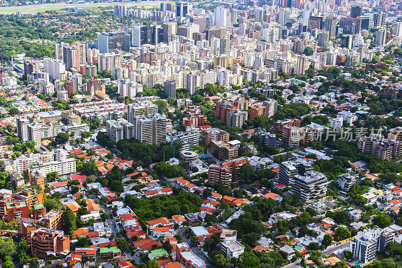 委内瑞拉加拉加斯市住宅区鸟瞰图