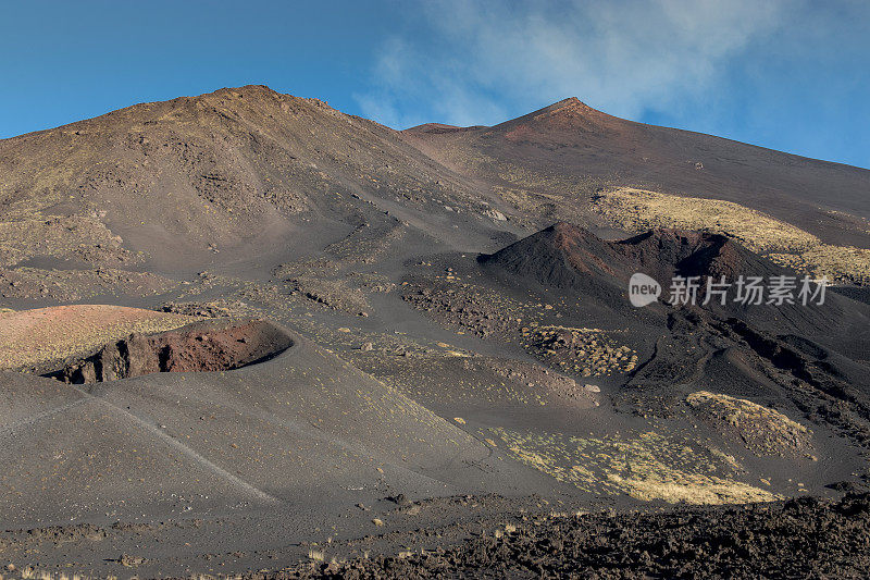 埃特纳西西里岛上的火山景观和火山口