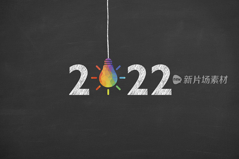 新的2022年黑板背景创意概念