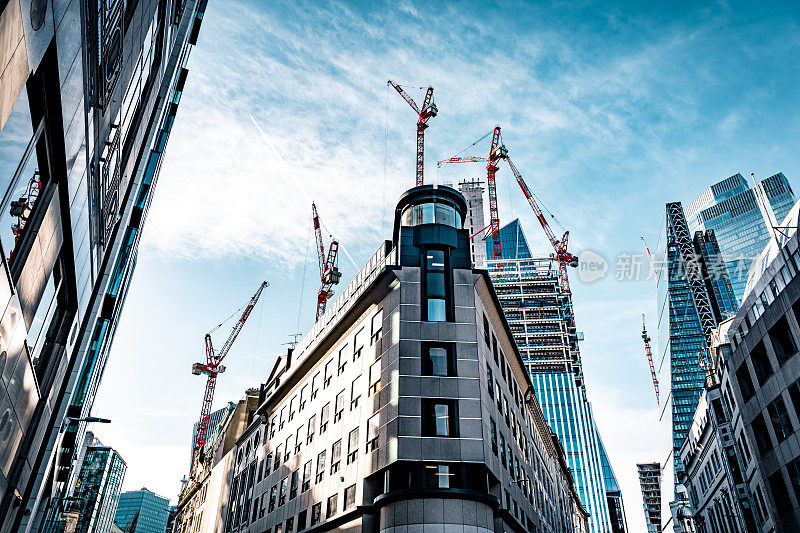 伦敦的摩天大楼和建筑工地