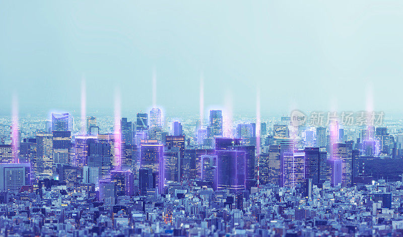未来智慧城市与科技和网络数字光