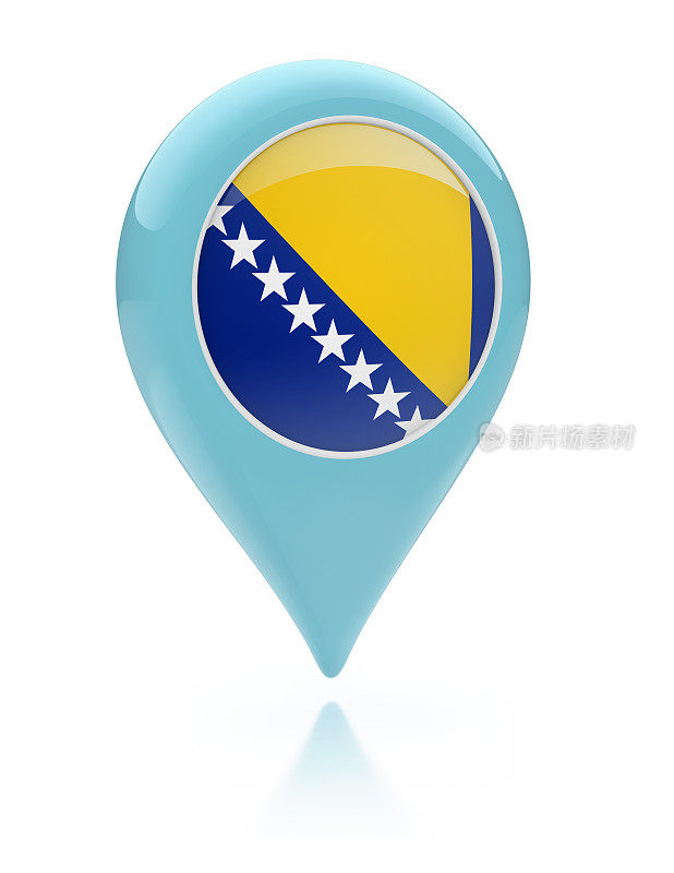 3D地图指针-波斯尼亚-黑塞哥维那国旗