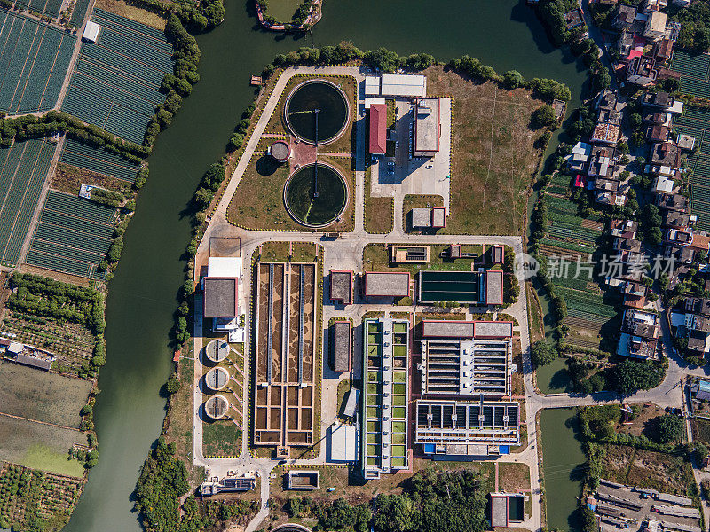 大型污水处理厂建筑鸟瞰图