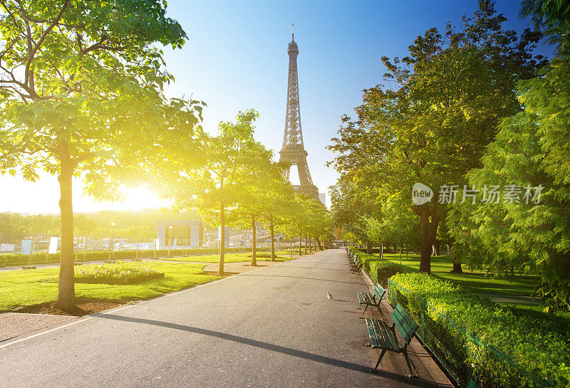 晴朗的早晨和埃菲尔铁塔，巴黎，法国