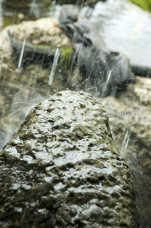 雨落在岩石上