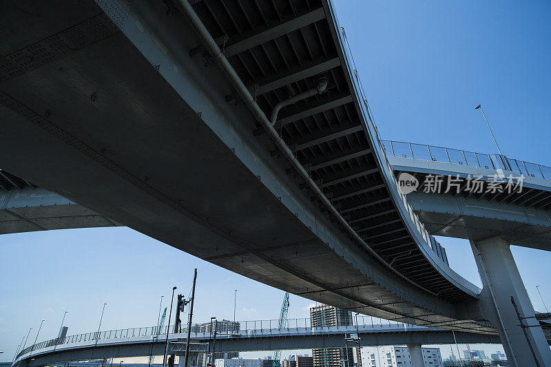 一条重型公路和一片蔚蓝的天空。