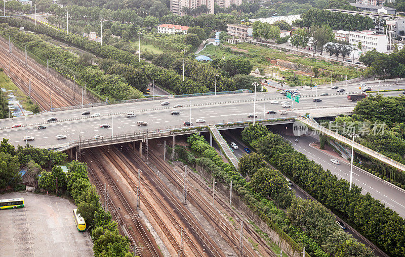 中国广州高速公路鸟瞰图