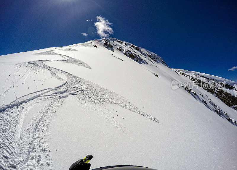 极限滑雪雪崩滑槽科罗拉多POV