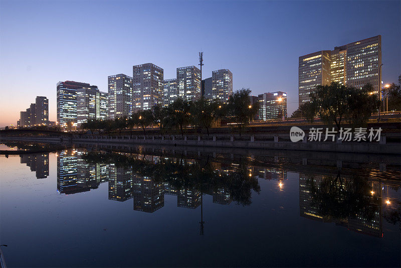 北京中央商务区夜间天际线
