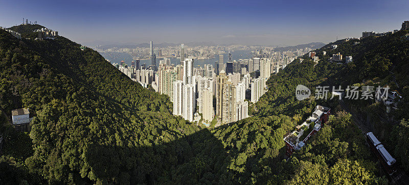香港岛维港摩天大楼全景