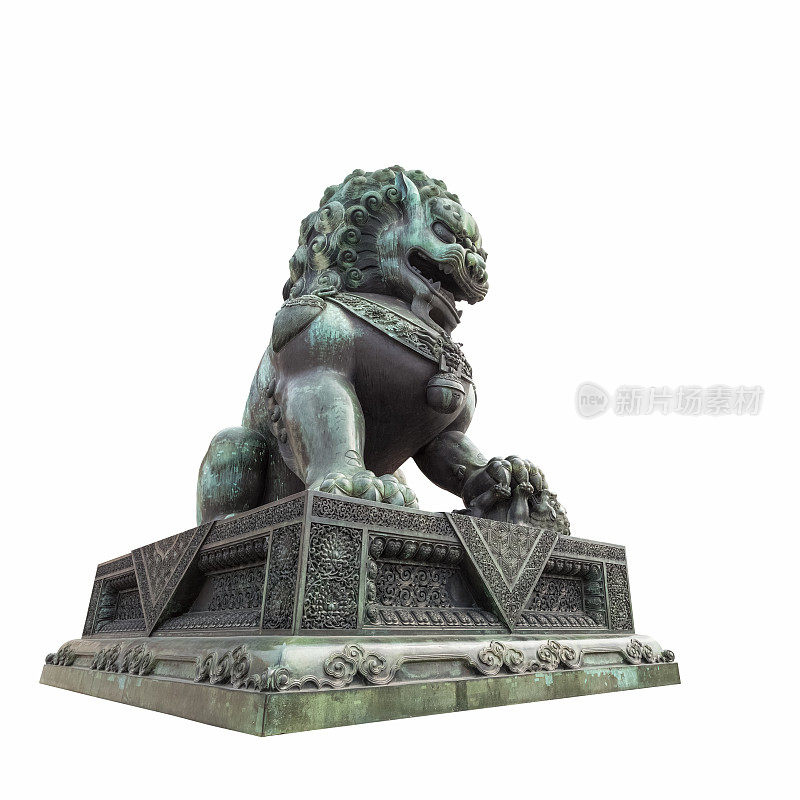 孤立的青铜狮子雕像