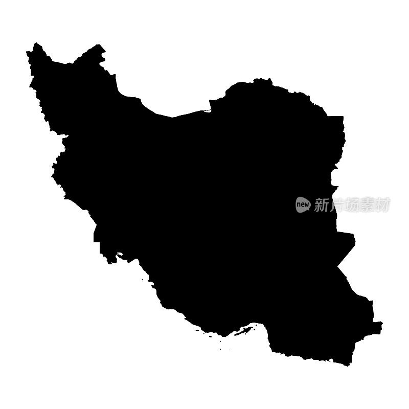 伊朗黑色剪影地图轮廓孤立在白色3D插图
