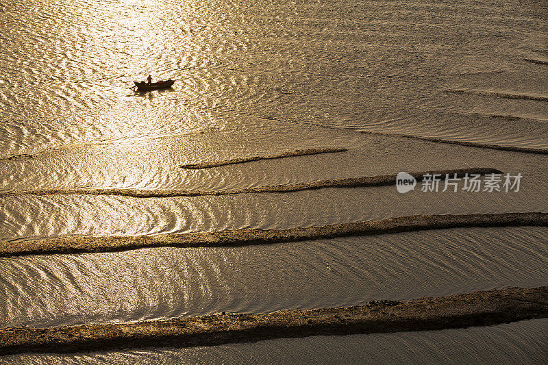 日落的泥滩，霞浦，中国，福建