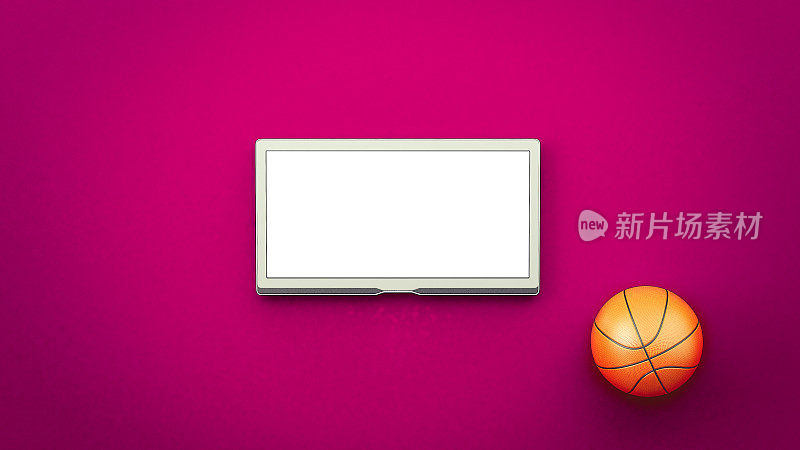 篮球用LCD液晶电视屏幕上的粉色背景-拷贝空间在线体育投注游戏