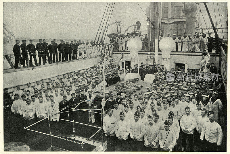 19世纪在波特兰的亚历山德拉号皇家海军船员