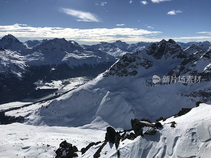 瑞士阿尔卑斯山从滑雪坡道