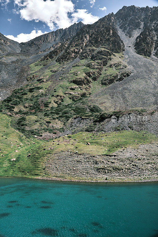 绿松石冰川湖在天山山脉