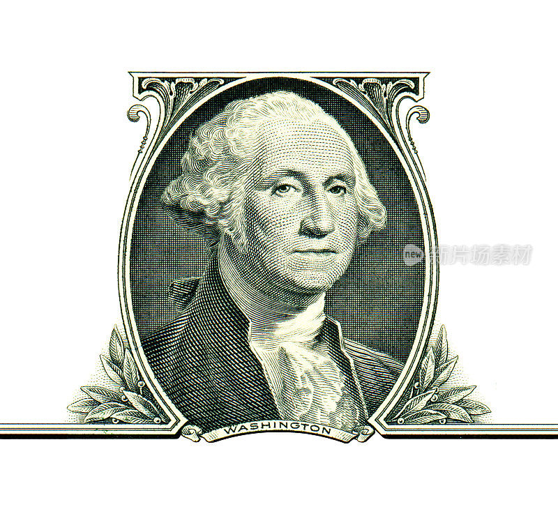 乔治·华盛顿在一美元上孤立在白色背景上