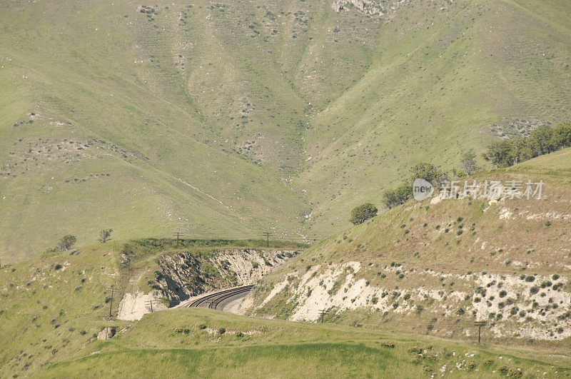铁路穿过加利福尼亚的山口