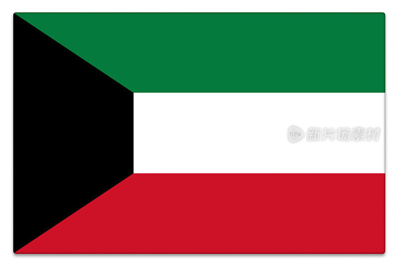 光泽的科威特国旗上的白色