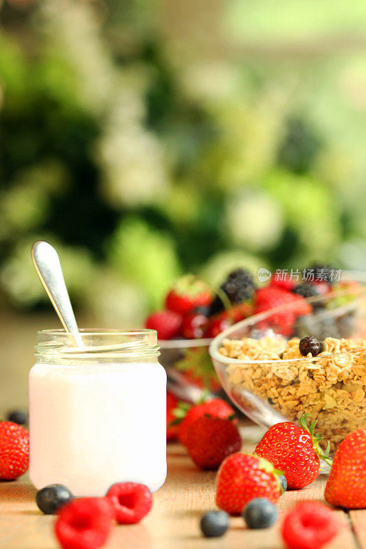 健康早餐配自制酸奶和新鲜浆果