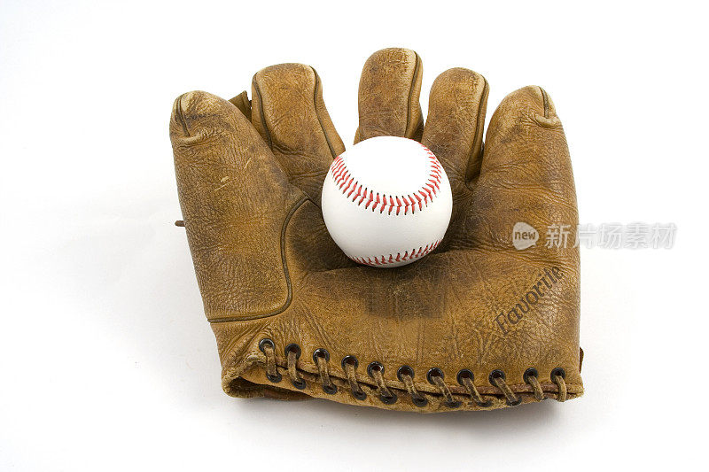 早期棒球手套与球