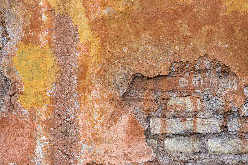 橙色罗马墙纹理背景，罗马意大利