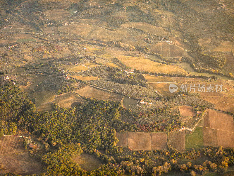 鸟瞰图的托斯卡纳山-基安蒂地区