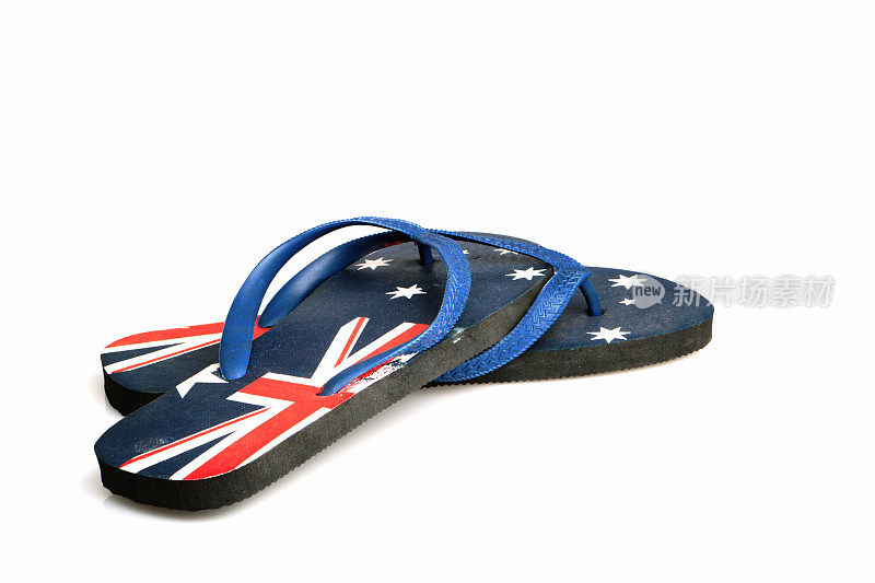 有澳大利亚国旗装饰的人字拖或凉鞋