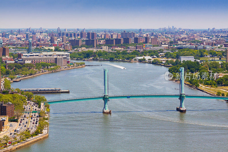 纽约天际线与曼哈顿上东区，沃德岛桥。