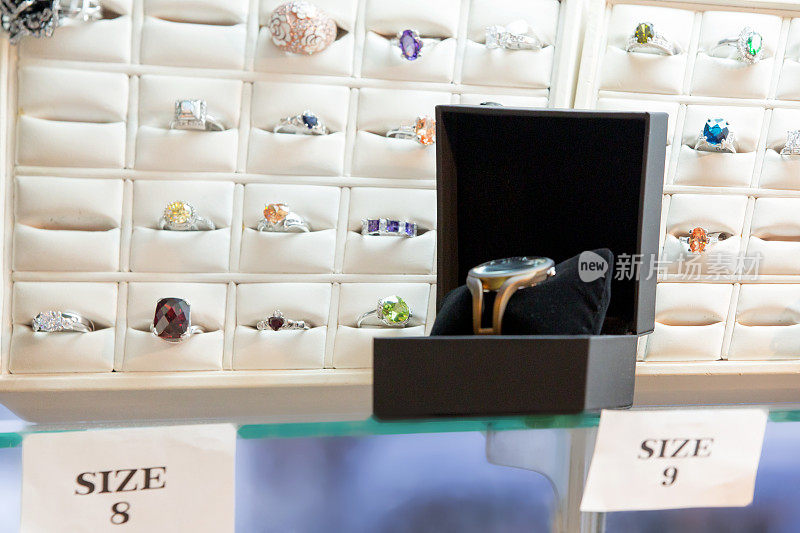 零售:珠宝橱窗中的戒指