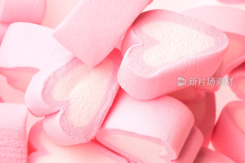 粉红色的心形棉花糖