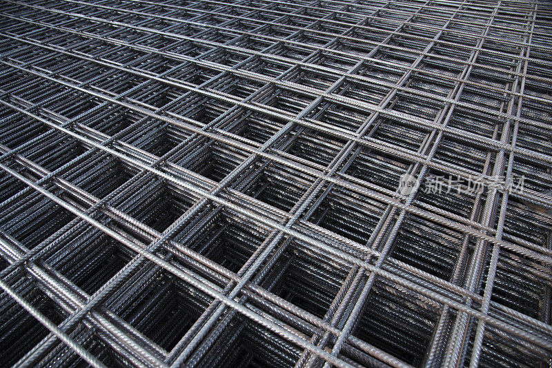 钢筋混凝土用钢丝网钢筋。施工现场的钢筋纹理。