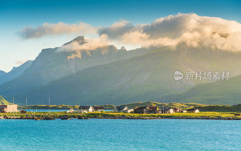 挪威罗浮敦群岛全景，日落美景