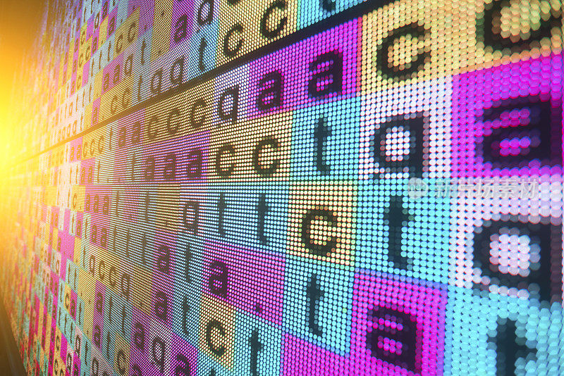 DNA彩色编码序列在大的LED屏幕