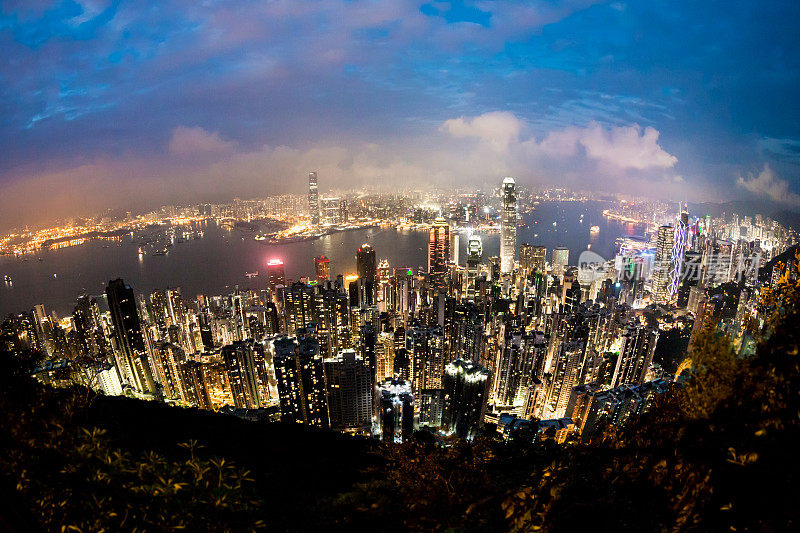 香港夜全景图