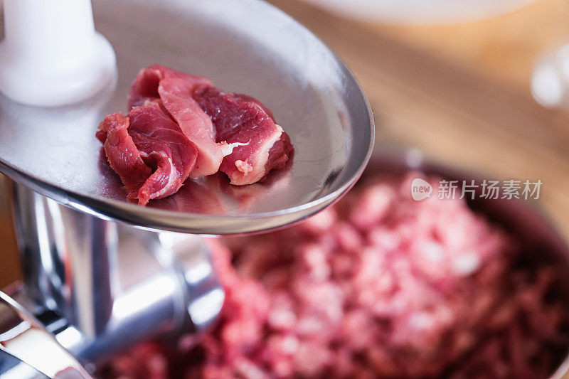 肉末，牛肉和猪肉混合，特写