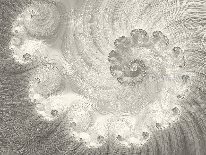 漩涡银金色螺旋鹦鹉螺海贝抽象漩涡分形美术闪闪的灰色渐变波浪图案