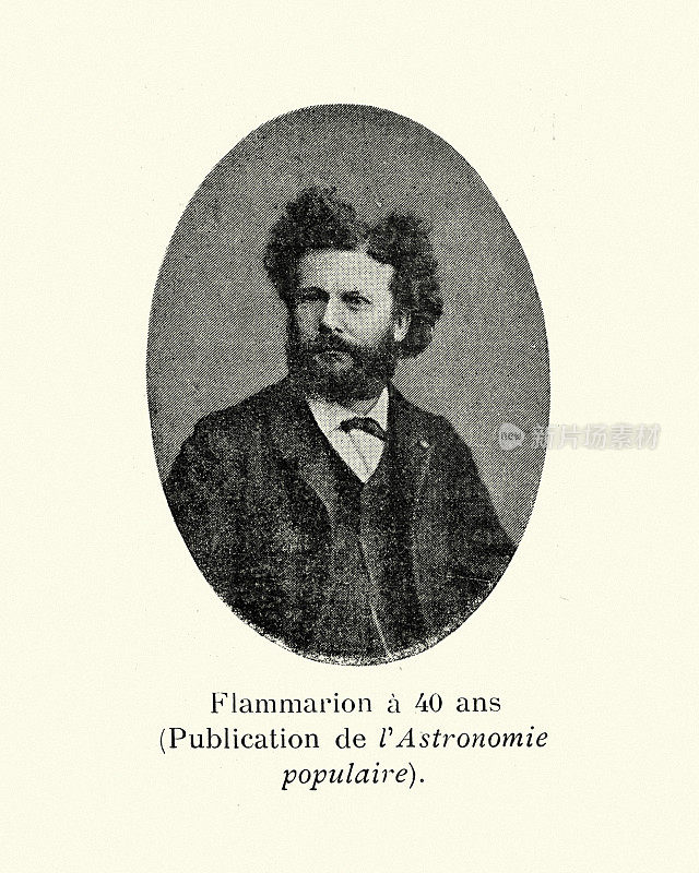 法国天文学家卡米尔·弗拉马里翁的复古照片，40岁