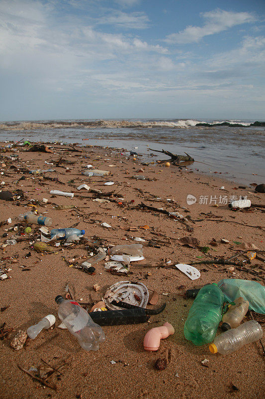 沙滩上的塑料和垃圾