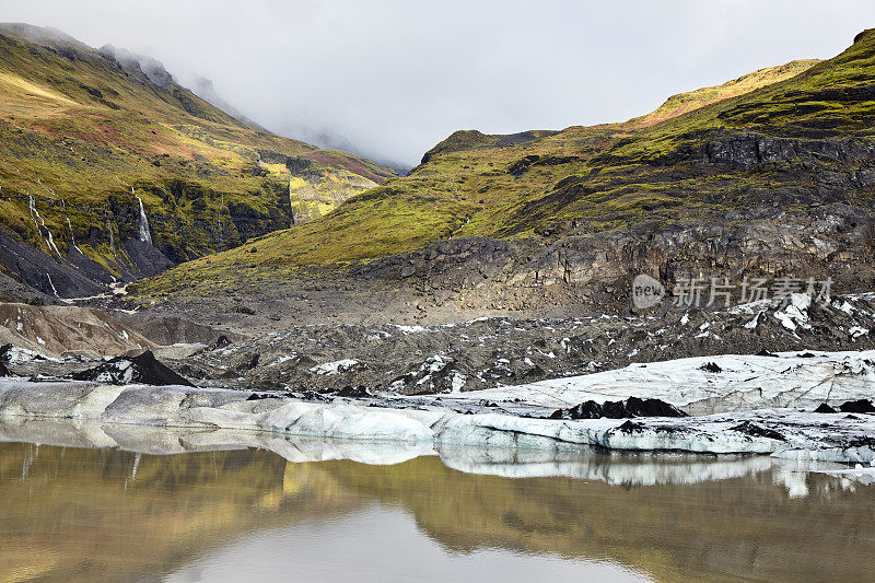 Sólheimajökull冰岛南部的冰川泻湖