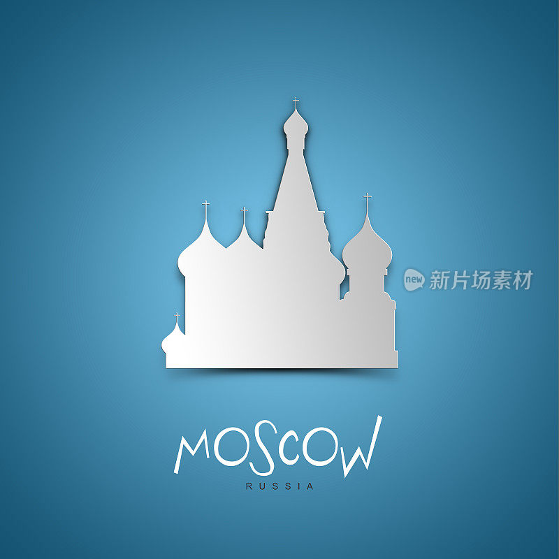莫斯科,俄罗斯。蓝色贺卡。