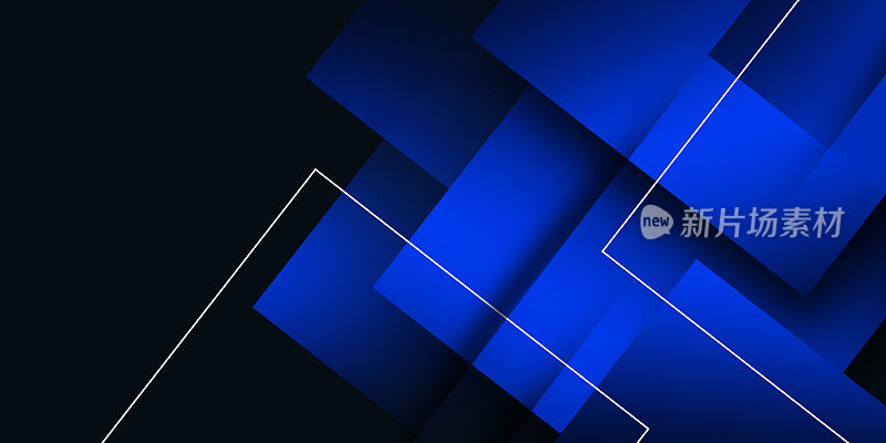 现代蓝色方形抽象平面设计横幅图案背景模板