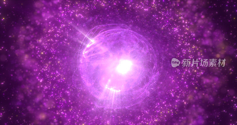抽象未来的发光紫光圆形球体宇宙星从魔法高科技能量的背景上的太空星系。抽象的背景